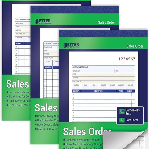 Better Office/ Large Sales Order Book/6 books -2 part carbonless-50 set per book - Picture 4 of 4